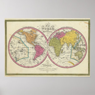 A New Map Of The World on the Globular Projection Poster