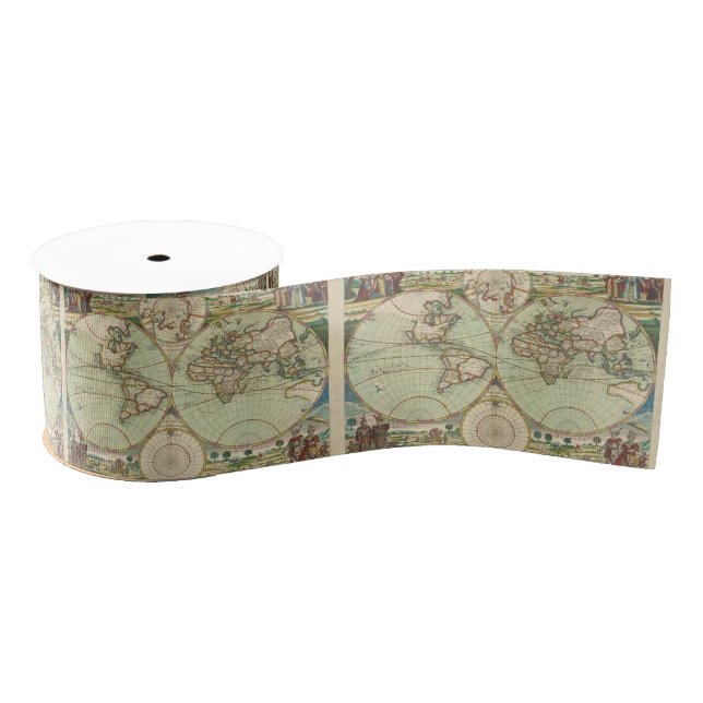 A new mapp of the world - Atlas Grosgrain Ribbon (Spool)