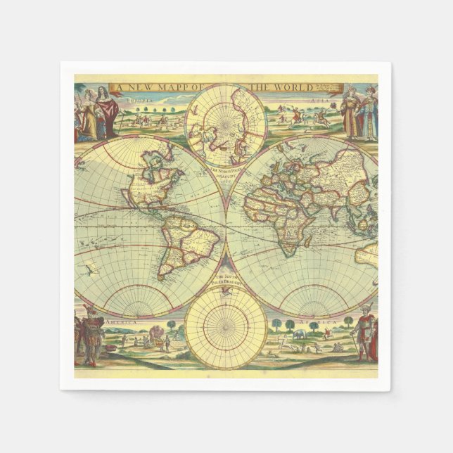 A new mapp of the world - Atlas Napkin (Front)