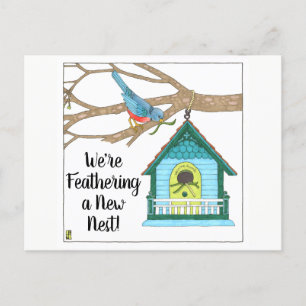 A New Nest Blue Bird House New Address Postcard