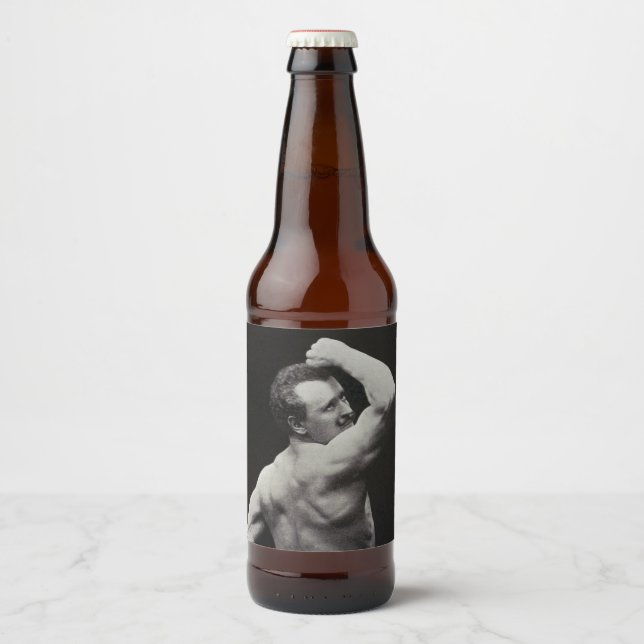 A New Pose by StrongMen Eugen Sandow Bodybuilding Beer Bottle Label (Front)
