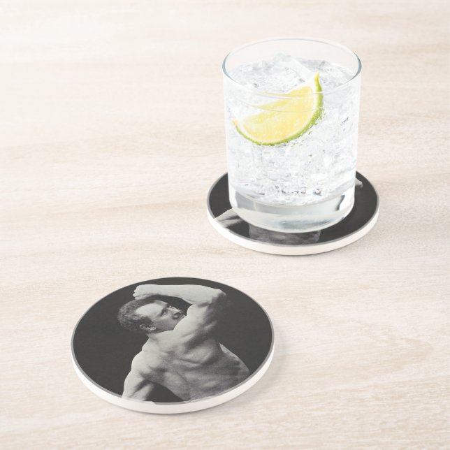 A New Pose by StrongMen Eugen Sandow Bodybuilding Coaster (Side)