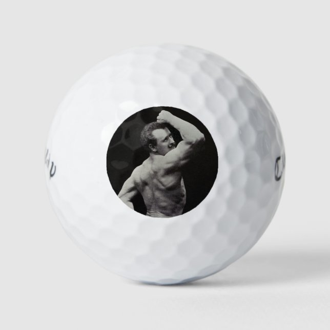 A New Pose by StrongMen Eugen Sandow Bodybuilding Golf Balls (Front)