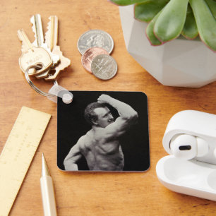 A New Pose by StrongMen Eugen Sandow Bodybuilding Keychain