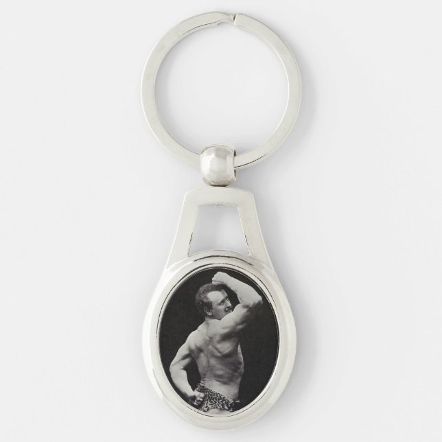 A New Pose by StrongMen Eugen Sandow Bodybuilding Keychain (Front)