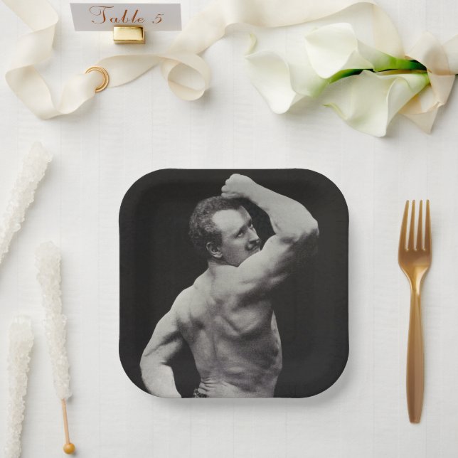 A New Pose by StrongMen Eugen Sandow Bodybuilding Paper Plate (Wedding)
