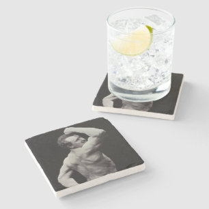 A New Pose by StrongMen Eugen Sandow Bodybuilding Stone Coaster