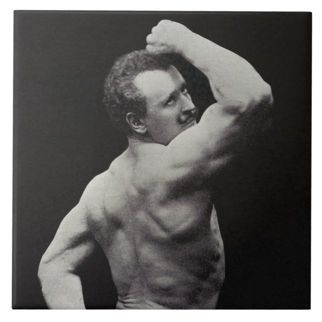 A New Pose by StrongMen Eugen Sandow Bodybuilding Tile (Front)