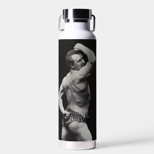 A New Pose by StrongMen Eugen Sandow Bodybuilding Water Bottle (Front)