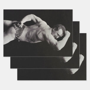 A New Pose by StrongMen Eugen Sandow Bodybuilding Wrapping Paper Sheet