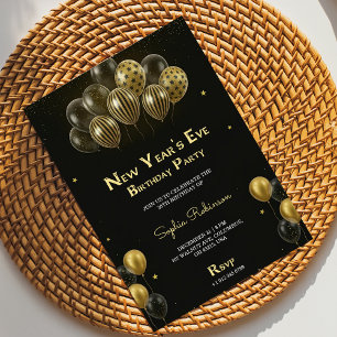 A New Year's Eve birthday party invitation with go