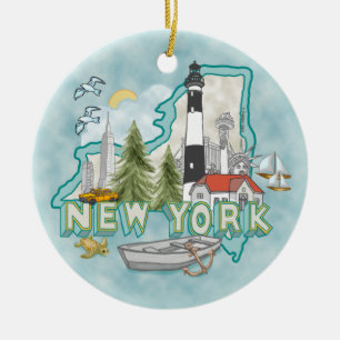 A New York Lighthouse Ceramic Ornament