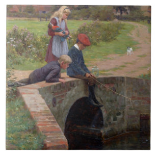 A Nibble, 1914 (oil on panel) Tile
