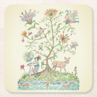 A nice tree of life square paper coaster