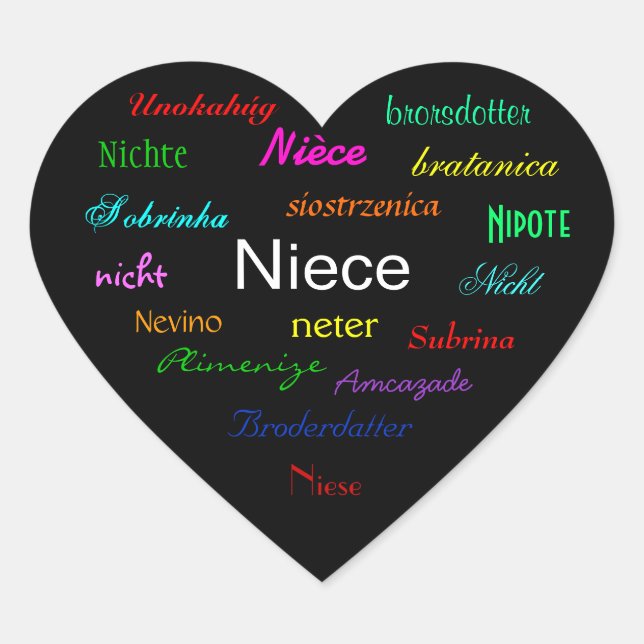 "A Niece's Birthday I" Customizable Heart Sticker (Front)
