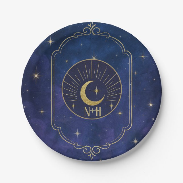 A Night Among The Stars Celestial Skies Wedding  Paper Plate (Front)