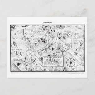 A night-club map of Harlem, 1933 Postcard