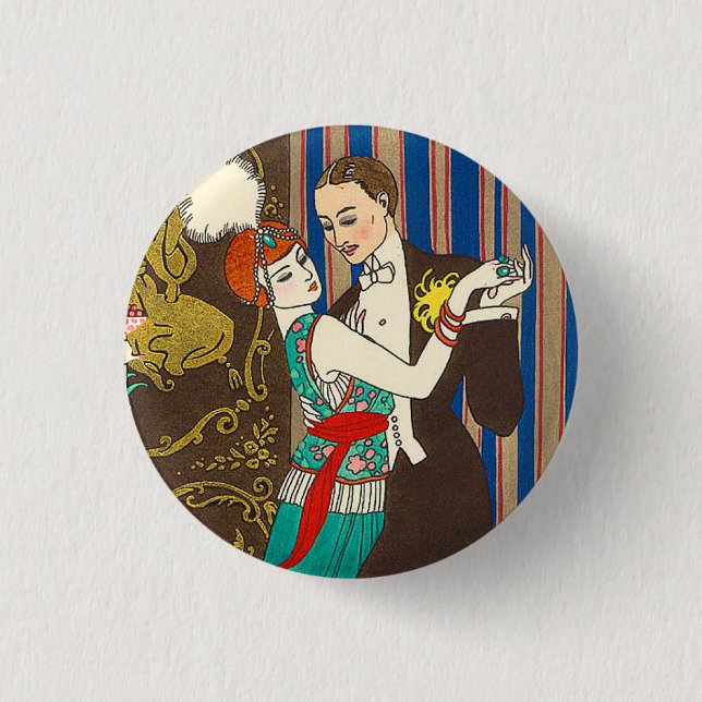 A Night in Decadent Paris Art Deco Button (Front)