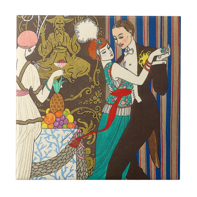 A Night in Decadent Paris Art Deco Tile (Front)