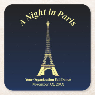 A Night in Paris Square Paper Coaster