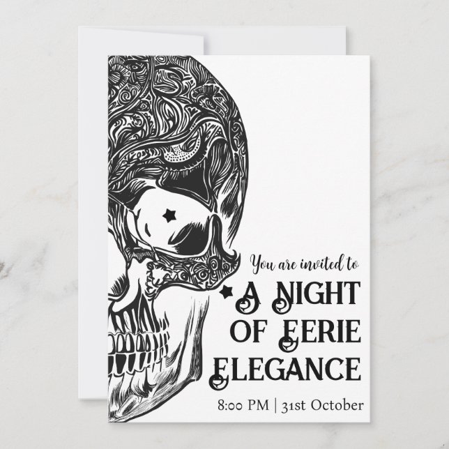 A Night of Eerie Elegance Luxury Halloween Invitation (Front)