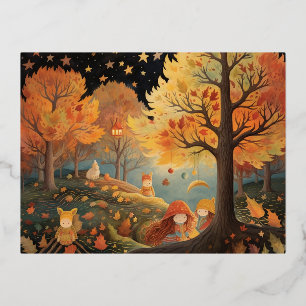 A Night of Friendship and Enchantment Foil Holiday Postcard