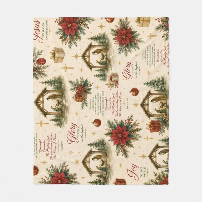 A Night of Miracles | The Christmas Nativity Fleece Blanket (Front)