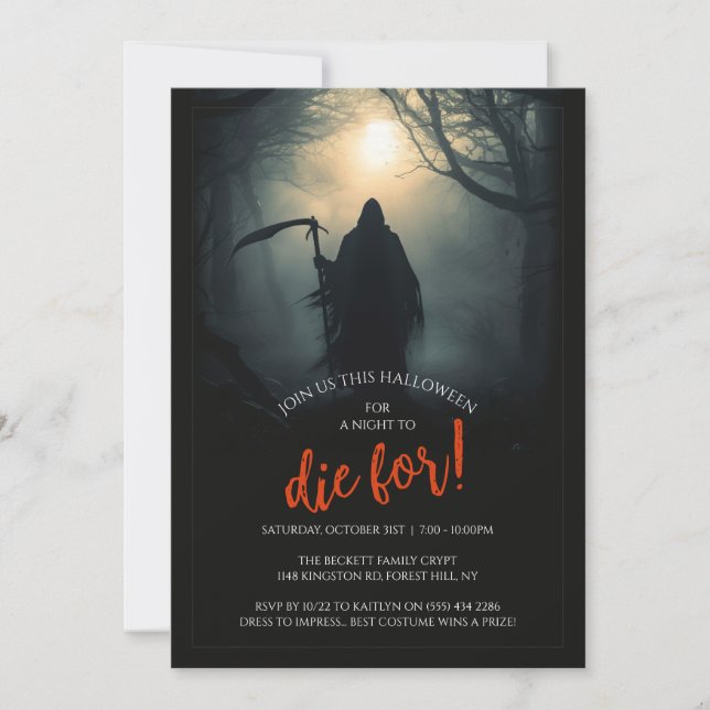 A Night To Die For! Halloween Party Invitation (Front)