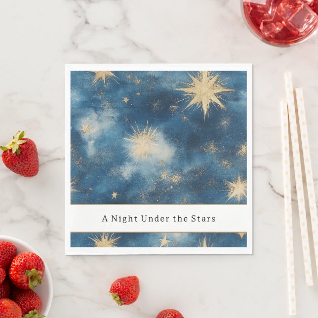 A Night Under the Stars Celestial Blue Wedding Napkin (Insitu)