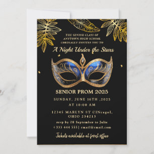A Night Under the Stars Gold  Prom  Invitation