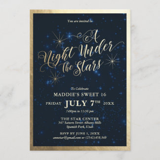 A Night Under the Stars Sweet Sixteen Invitation