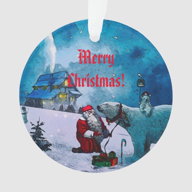 A Night with Santa - Christmas  Ceramic Ornament (Front)