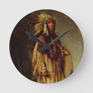 A North American Indian in an Extensive Landscape, Round Clock