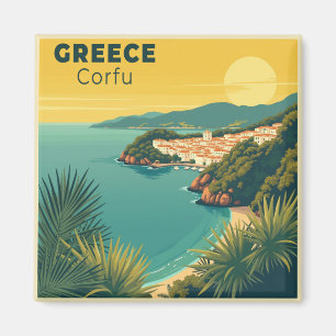 A Nostalgic Classic Travel Poster – Greece Corfu Magnet