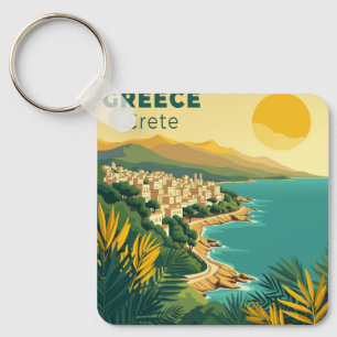 A Nostalgic Classic Travel Poster – Greece Crete Keychain