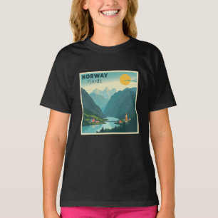 A Nostalgic Classic Travel Poster – Norway Fjords T-Shirt