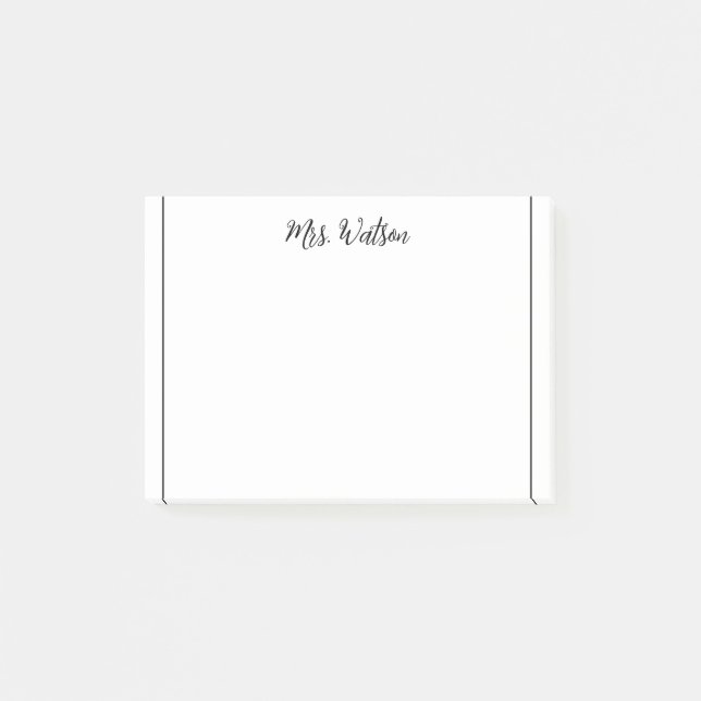 a note from add teacher name simple minimal border (Front)
