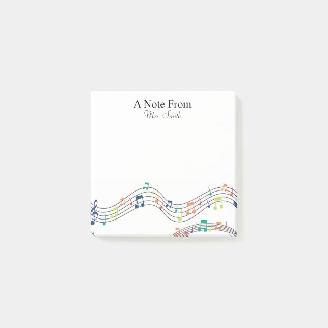 A Note From Colourful Music Note Whimsical Pattern (Front)