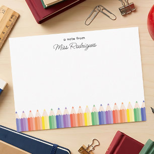 A Note From Colourful Rainbow Pencils Teacher Note Card