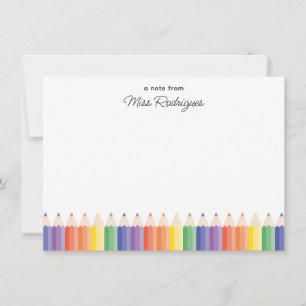 A Note From Colourful Rainbow Pencils Teacher Note Card