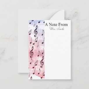 A Note From Colourful Watercolor Music Note Card