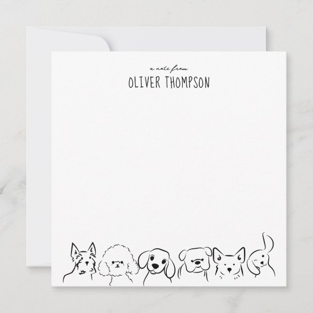 A Note From Cute Dog Animal Sketch Note Card (Front)