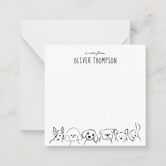 A Note From Cute Dog Animal Sketch Note Card (Front)