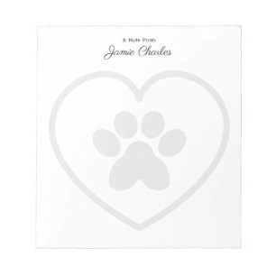 A Note From Cute Dog Paw Modern Monogram Notepad