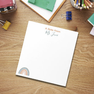 A Note From Cute Rainbow Teacher Notepad