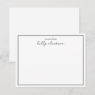 A Note From Monogram Script Border Black White Card