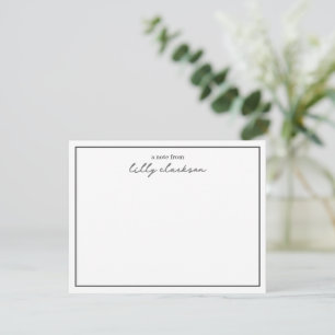 A Note From Monogram Script Border Black White Card