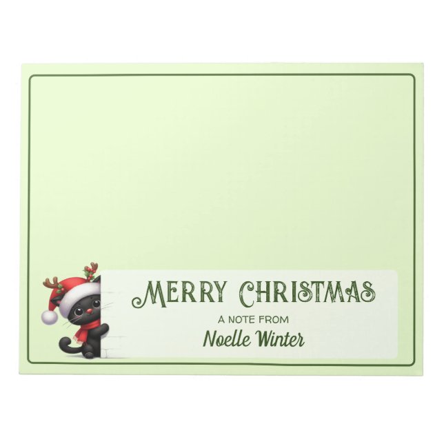 A Note From - Peeking Merry Christmas Cat Notepad (Front)