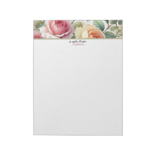 A Note From Personalized Floral Roses Notepad