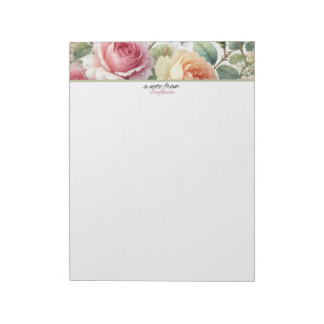 A Note From Personalized Floral Roses Notepad